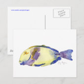Carte postale Poisson jaune/bleu (Devant / Derrière)