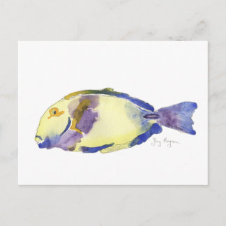 Carte postale Poisson jaune/bleu