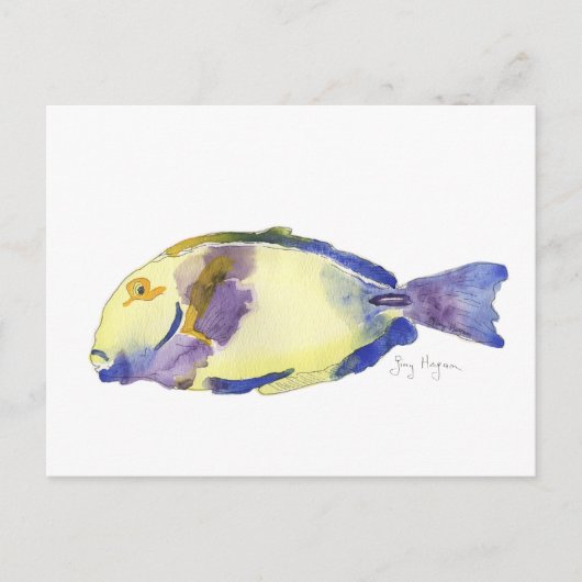 Carte postale Poisson jaune/bleu (Devant)