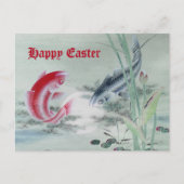 Carte Postale Poisson Koi avec Lotus (Devant)