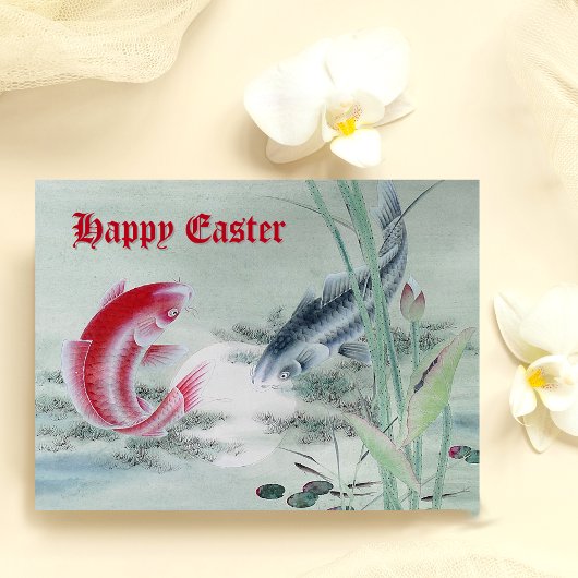 Carte Postale Poisson Koi avec Lotus