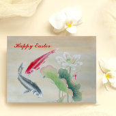 Carte Postale Poisson Koi avec Lotus