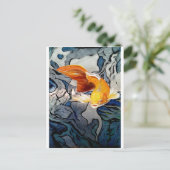 Carte Postale Poisson koi sur métal 'nager à travers les couleur (Debout devant)