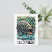 Carte Postale Poisson Monstre Arapaima pour ANGLERS EXTRÊMES Ama (Debout devant)