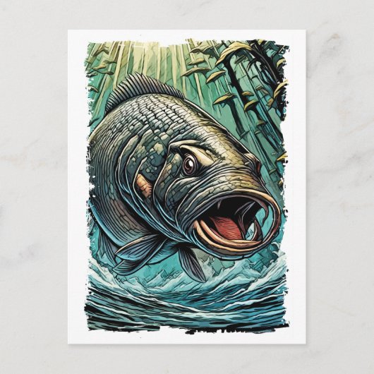 Carte Postale Poisson Monstre Arapaima pour ANGLERS EXTRÊMES Ama (Devant)