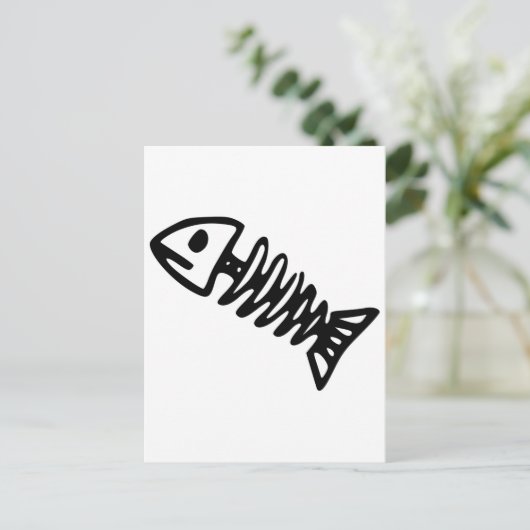 Carte Postale Poisson mort Squelette Os crâne Fossile (Debout devant)