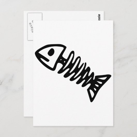 Carte Postale Poisson mort Squelette Os crâne Fossile (Devant / Derrière)
