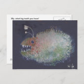 Carte Postale Poisson pêcheur ? Ou une goutte de dents ? (Devant / Derrière)