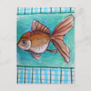 Carte Postale Poisson rouge fantaisie