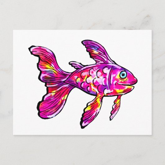 Carte Postale Poisson rouge magenta (Devant)