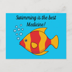 Carte Postale Poisson rouge orange tropical Ajouter un texte p