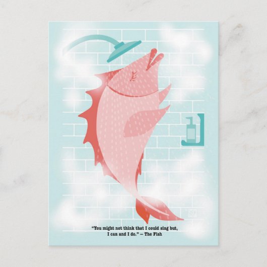 Carte postale Poisson sous la douche (Devant)