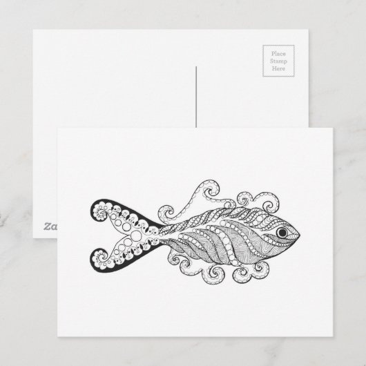 Carte Postale Poisson stylisé (Devant / Derrière)