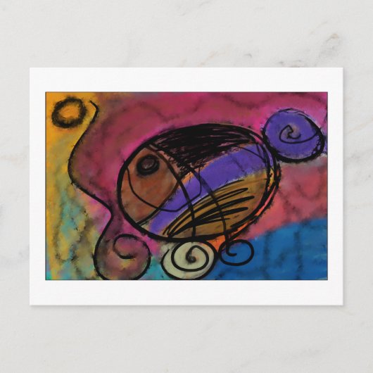 Carte Postale Poisson sur roues (Devant)