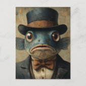 Carte Postale Poisson surréaliste en costume (Devant)