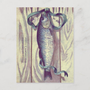 Carte Postale Poisson Vert Ruban porte française
