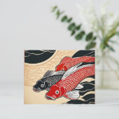 Carte Postale Poisson vintage japonais Koi (Debout devant)