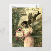 Carte Postale Poisson volant victorien, April Fools Day (Devant / Derrière)