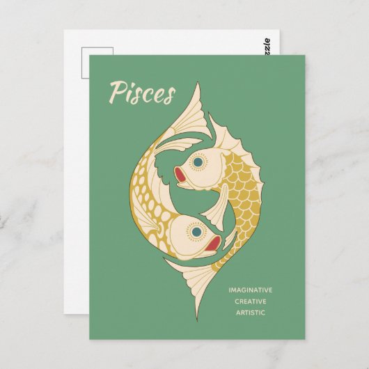Carte Postale Poissons Art Nouveau Zodiaque CC1264 Astrologie (Devant / Derrière)