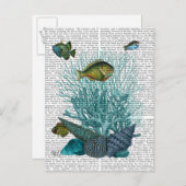 Carte Postale Poissons Bleus Coques et Coraux (Devant / Derrière)