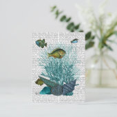 Carte Postale Poissons Bleus Coques et Coraux (Debout devant)