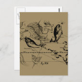 Carte Postale Poissons Constellation Hevelius 1690 Décor (Devant / Derrière)