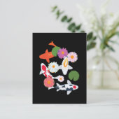 Carte Postale Poissons Koi Japonais Art Nymphéa (Debout devant)