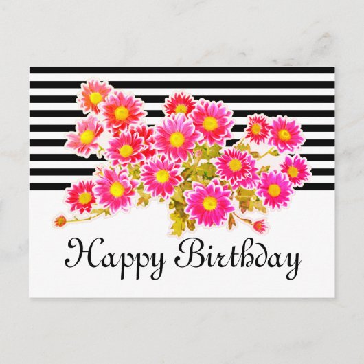 Carte Postale Poissons roses / Bouquet Asters + vos idées (Devant)