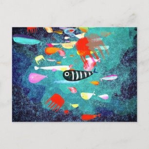 Carte Postale Poissons surfant sur les vagues