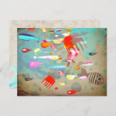 Carte Postale Poissons surfant sur les vagues (Devant / Derrière)