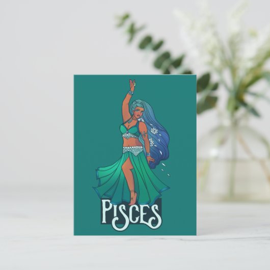 Carte Postale Poissons Zodiaque danseuse du ventre Art Astrologi (Debout devant)