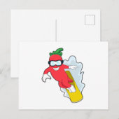 Carte Postale Poivre au Snowboard avec Snowboard (Devant / Derrière)