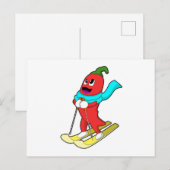 Carte Postale Poivre en skieur avec skis (Devant / Derrière)