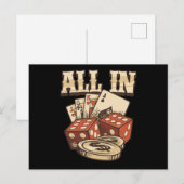 Carte Postale Poker Cards Chips Casino Gambling Player Game Gift (Devant / Derrière)