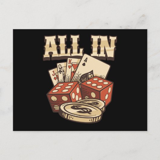 Carte Postale Poker Cards Chips Casino Gambling Player Game Gift (Devant)