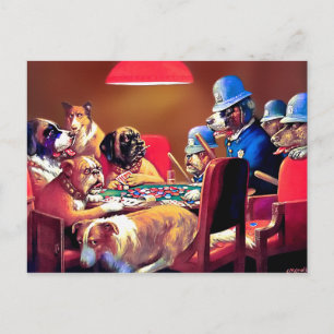 Carte Postale Poker Dogs: Pinched with Four Aces