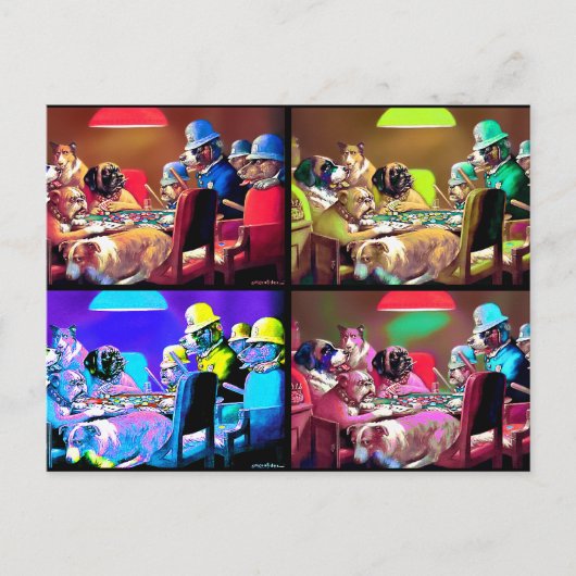 Carte postale : Poker Dogs Pop Art (Devant)
