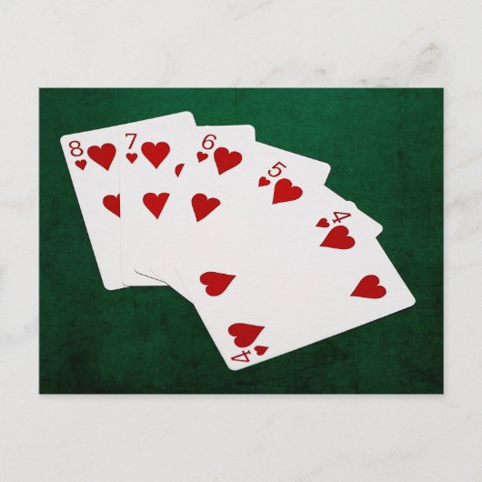 Carte Postale Poker Hands - Flush droit - Coeur (Devant)
