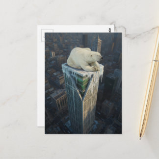Carte Postale Polar Bear Skyscraper melting ice global warming