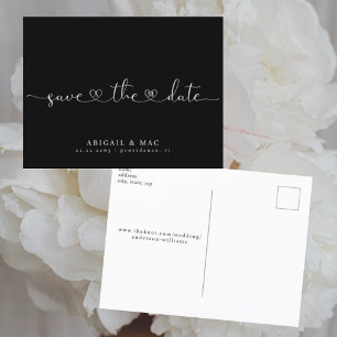 Carte Postale Police de caractères à cœur noir Mariage Enregistr