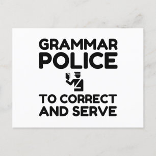 Carte Postale Police De Grammaire Pour Corriger Et Servir Drôle