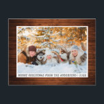 Carte Postale Police de machine à écrire tendance bois photo min<br><div class="desc">Stylisme et tendance police minimaliste Joyeux Noël Photo Holiday Carte postale - Bois rustique</div>