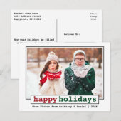 Carte Postale Police de machine à écrire tendance Happy Holidays (Devant / Derrière)