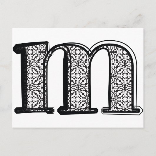 Carte Postale Police de mode, Lettre m (Devant)