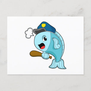 Carte Postale Police des poissons casquette de police