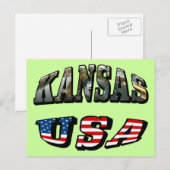 Carte Postale Police du drapeau Kansas Picture et USA (Devant / Derrière)
