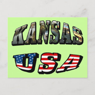 Carte Postale Police du drapeau Kansas Picture et USA