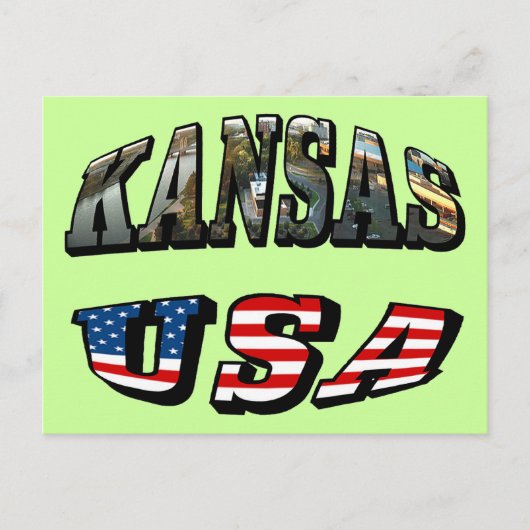 Carte Postale Police du drapeau Kansas Picture et USA (Devant)