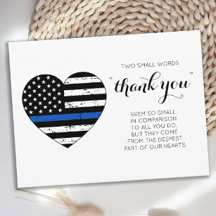 Carte Postale Police Mince Ligne Bleue Amérique Drapeau Coeur Me