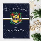 Carte Postale Police Shield Merry Christmas & Happy New Year